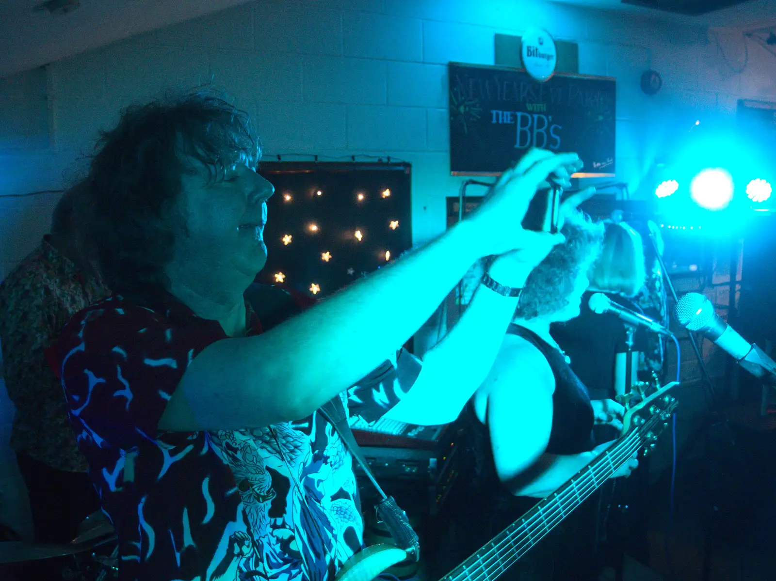 Max takes a photo of the crowds, from New Year's Eve With The BBs, The Barrel, Banham, Norfolk - 31st December 2015