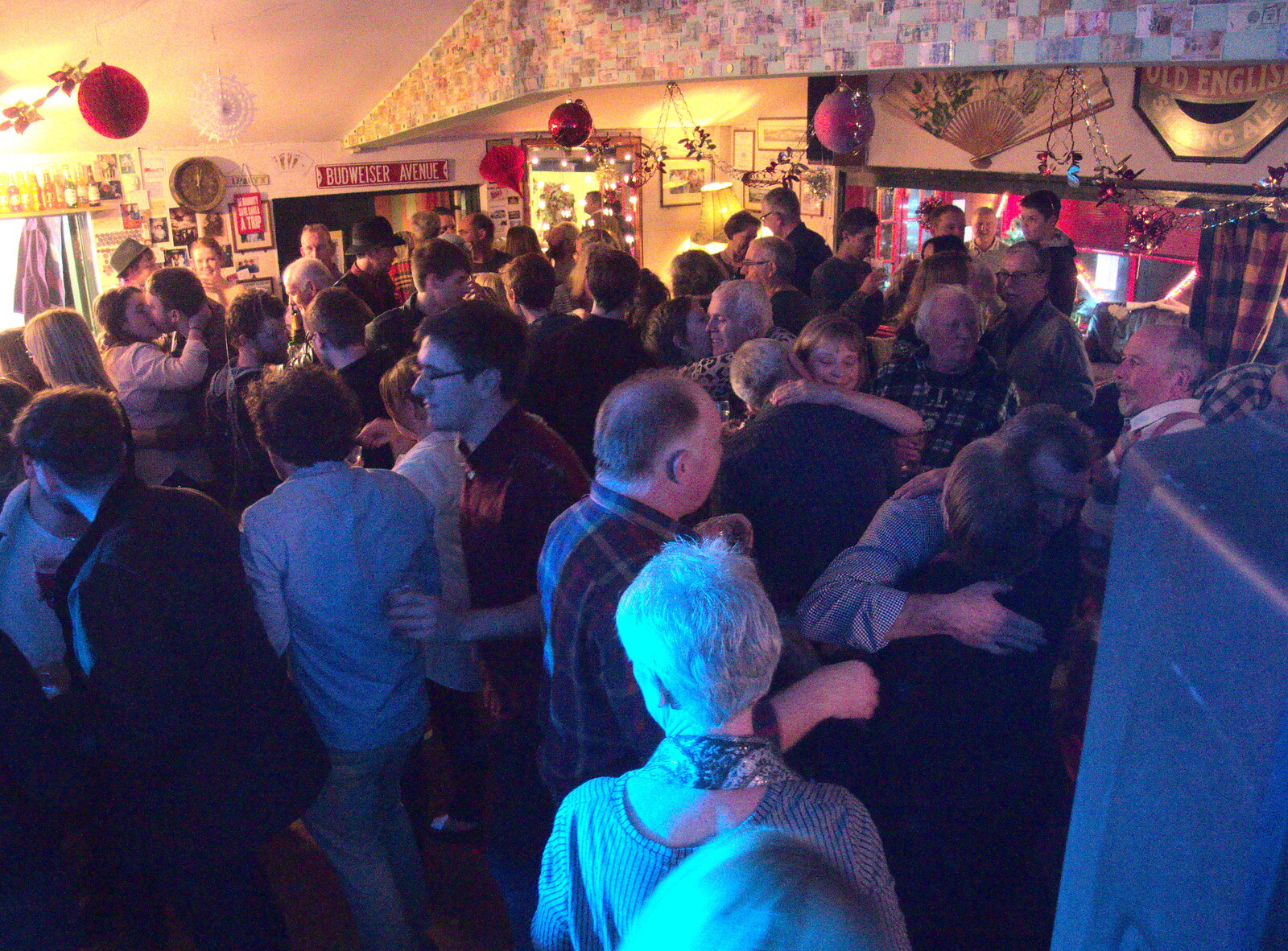 Post-midnight hugs from New Year's Eve With The BBs, The Barrel, Banham, Norfolk - 31st December 2015