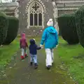 We walk up to the church, New Year's Eve With The BBs, The Barrel, Banham, Norfolk - 31st December 2015