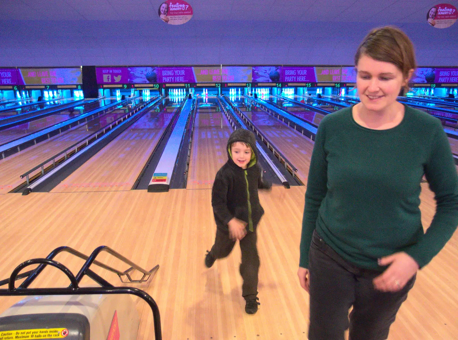 Fred runs around after a bowl, from Ten-Pin Bowling, Riverside, Norwich - 3rd January 2016