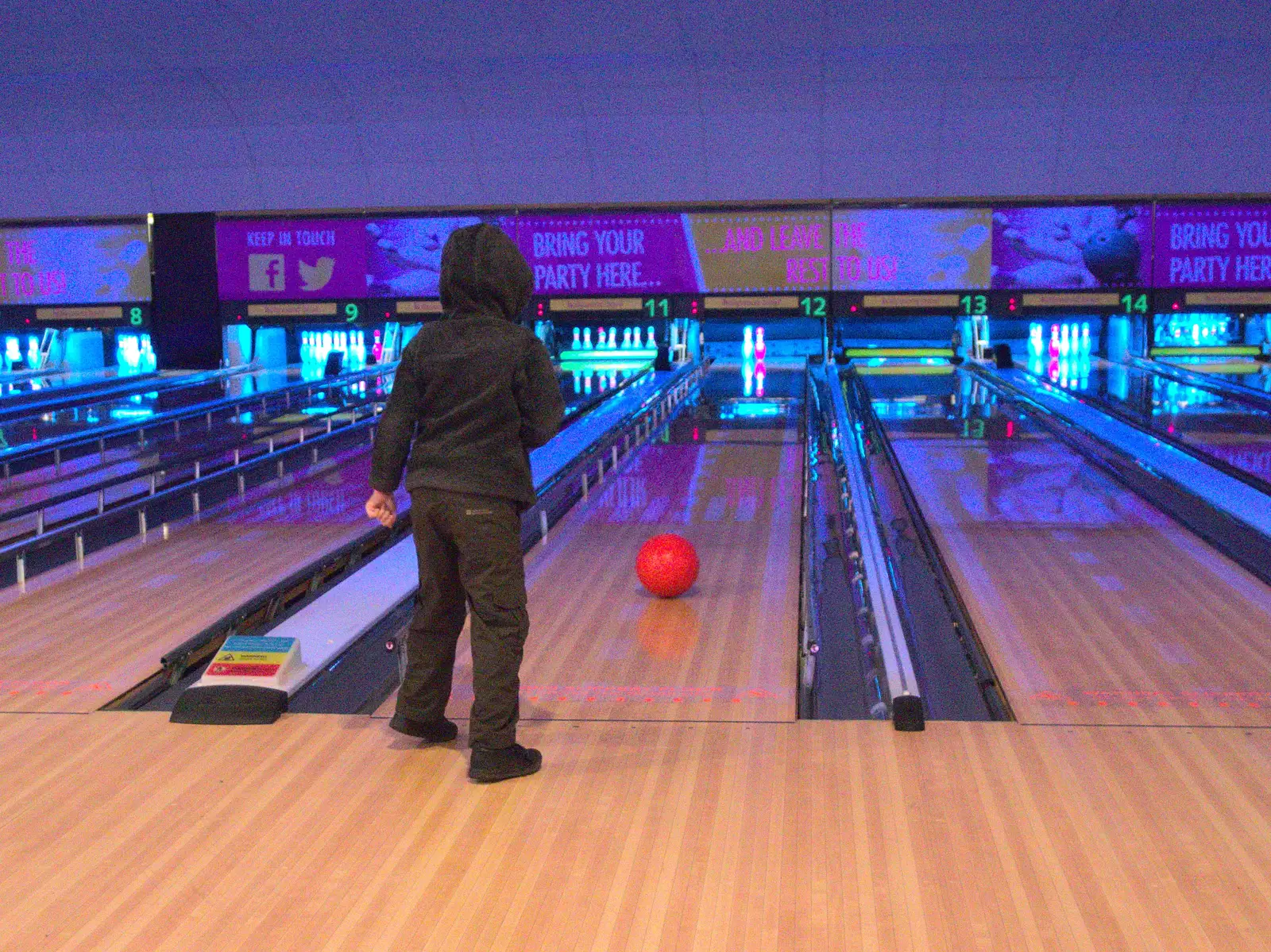 Fred hurls another ball down the lane, from Ten-Pin Bowling, Riverside, Norwich - 3rd January 2016