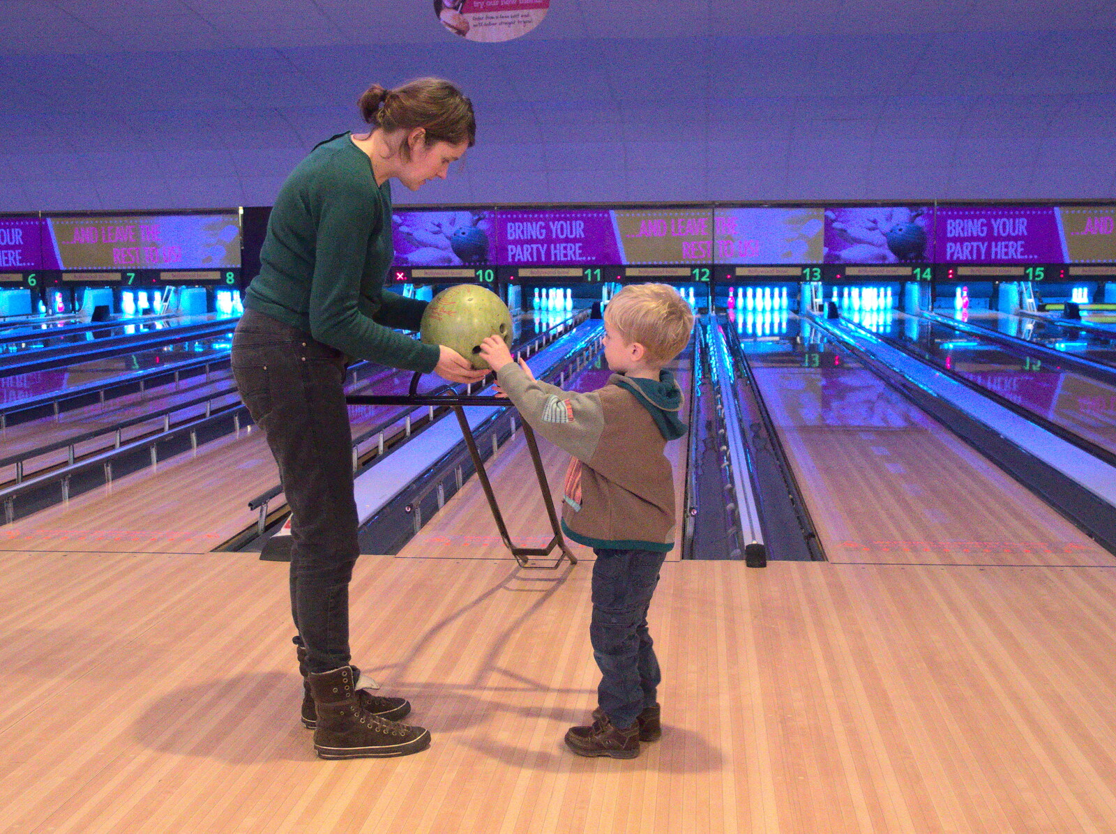 Harry has a go with some assistance from Ten-Pin Bowling, Riverside, Norwich - 3rd January 2016