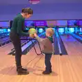 Harry has a go with some assistance, Ten-Pin Bowling, Riverside, Norwich - 3rd January 2016