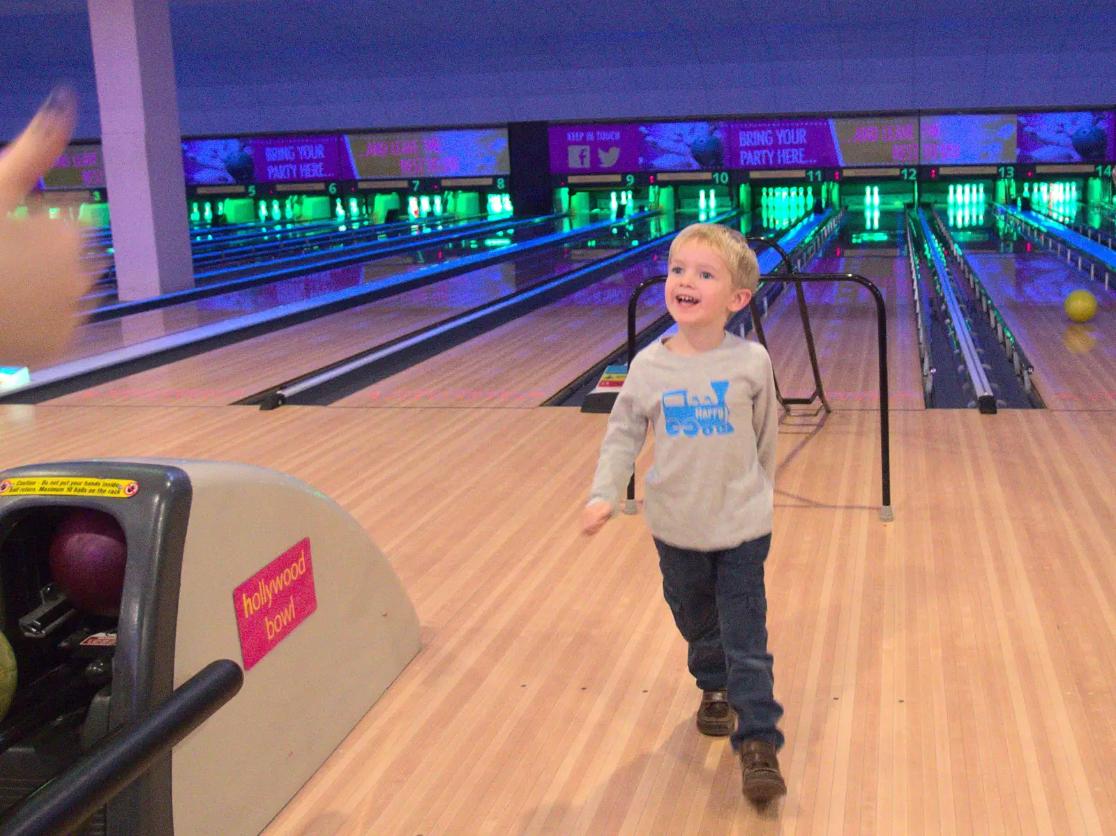 Harry gets a load of pins down, from Ten-Pin Bowling, Riverside, Norwich - 3rd January 2016