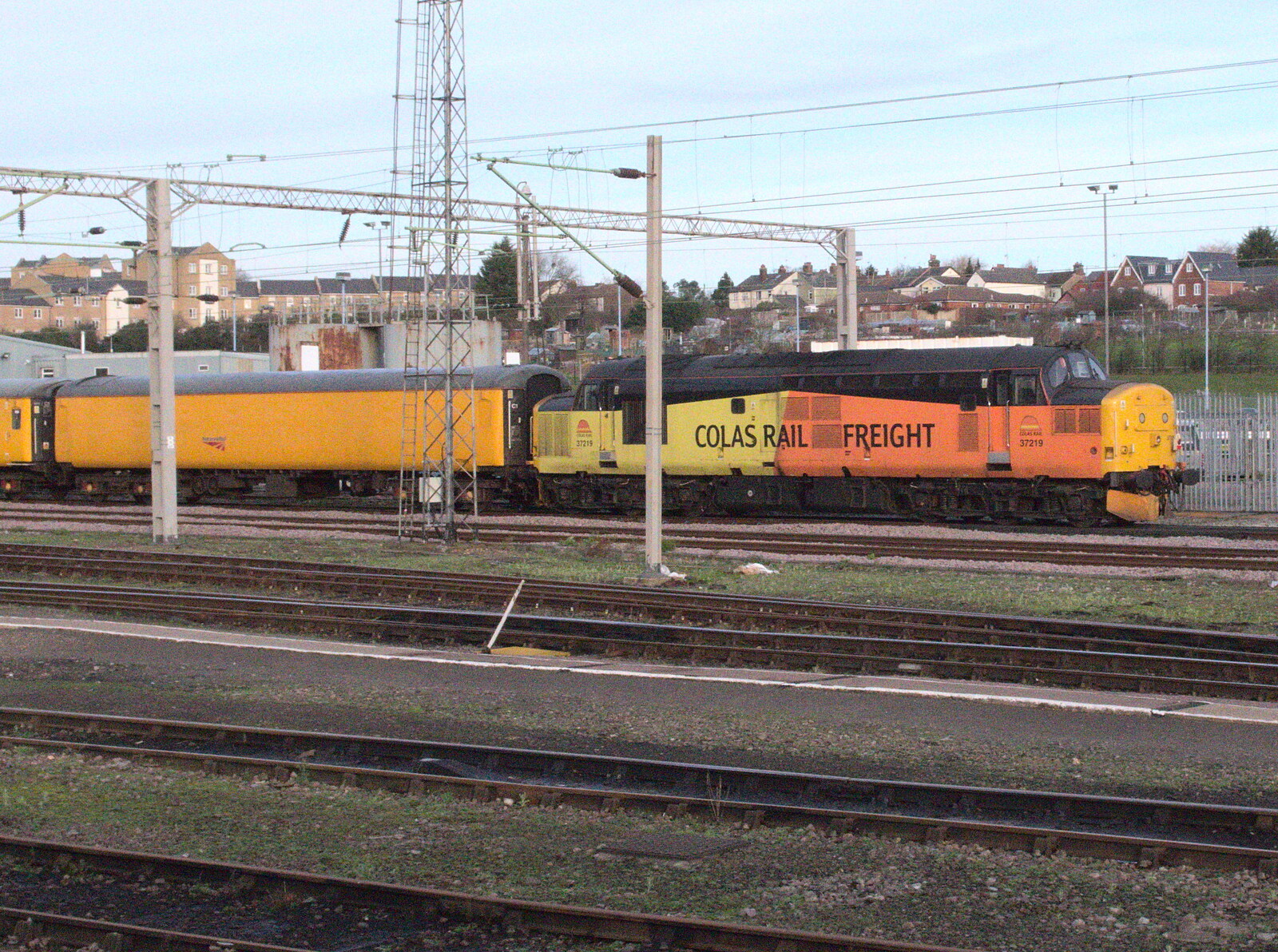 Colas Rail Freight Class 37 37219 at Colchester from Ten-Pin Bowling, Riverside, Norwich - 3rd January 2016