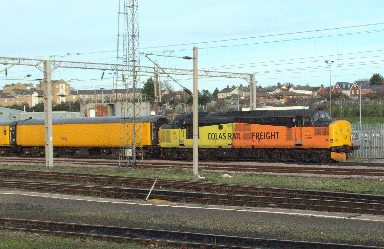 Colas Rail Freight Class 37 37219 at Colchester, from Ten-Pin Bowling, Riverside, Norwich - 3rd January 2016