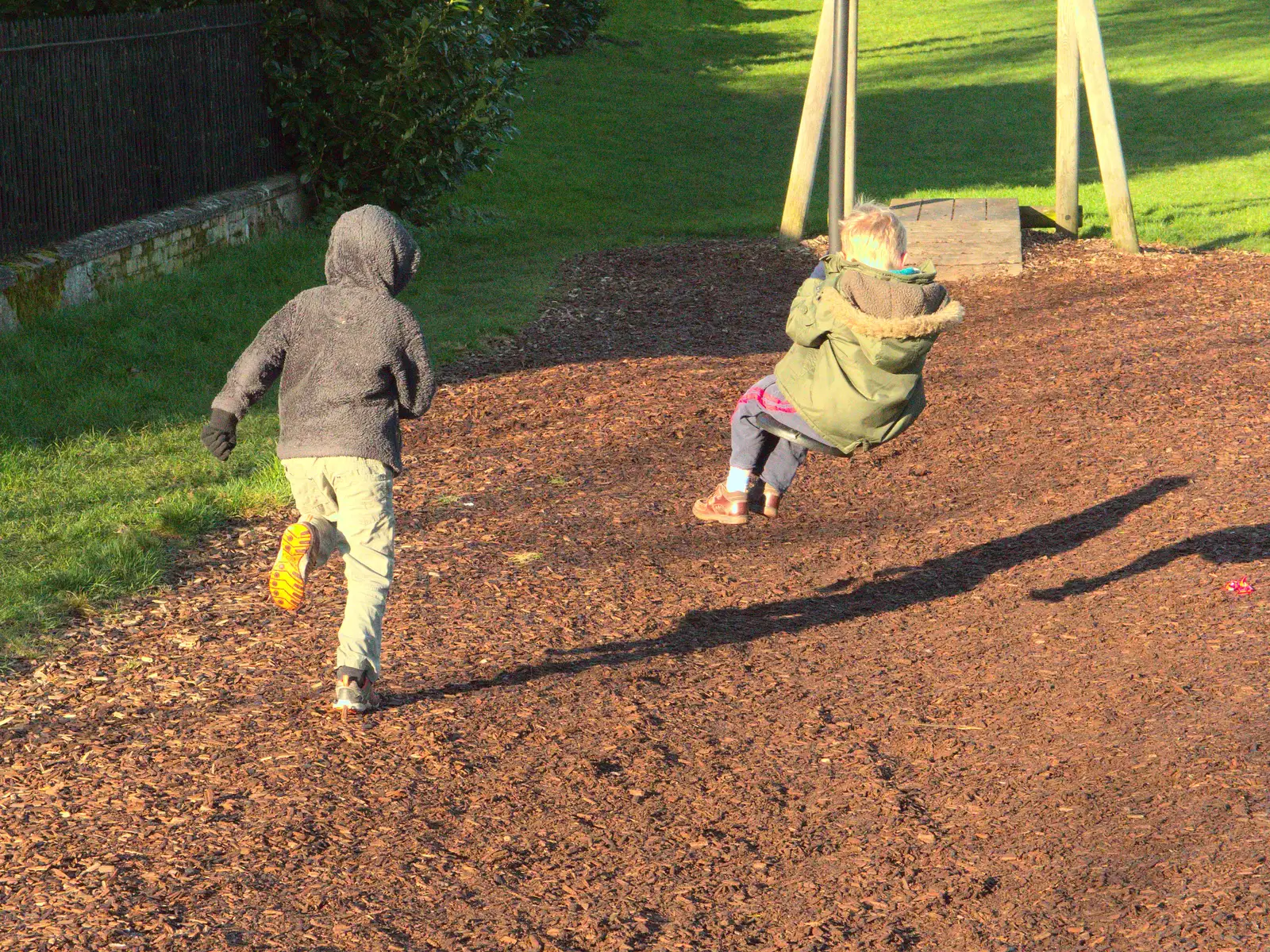 Fred follows Harry on the zip wire, from Ten-Pin Bowling, Riverside, Norwich - 3rd January 2016