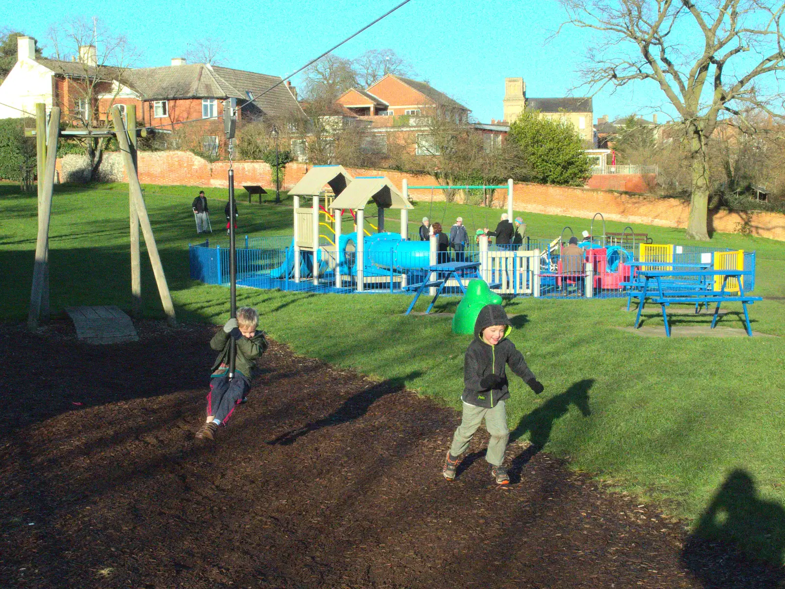 The boys in Diss Park, from Ten-Pin Bowling, Riverside, Norwich - 3rd January 2016