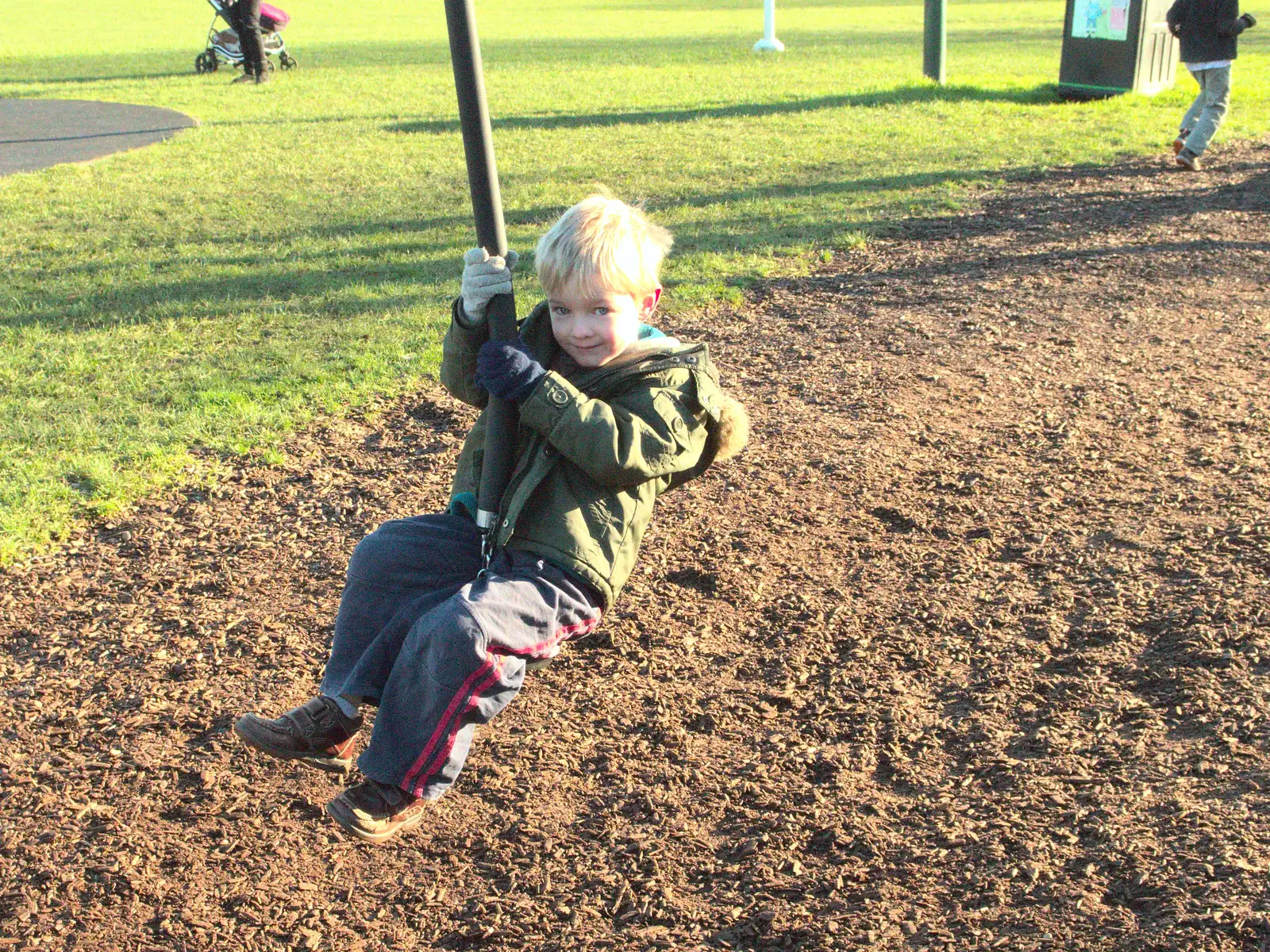 Harry on the zipwire, from Ten-Pin Bowling, Riverside, Norwich - 3rd January 2016