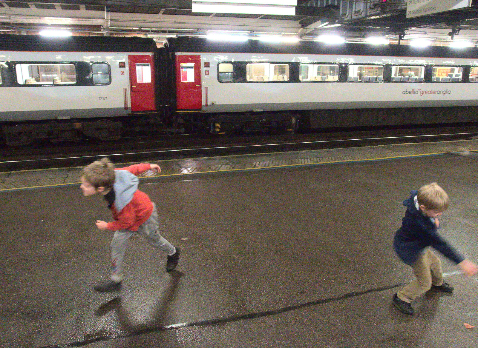 Fred and Harry on the platform at Ipswich from Isobel Goes to Lyon, Ipswich Station, Burrell Road - 24th January 2016