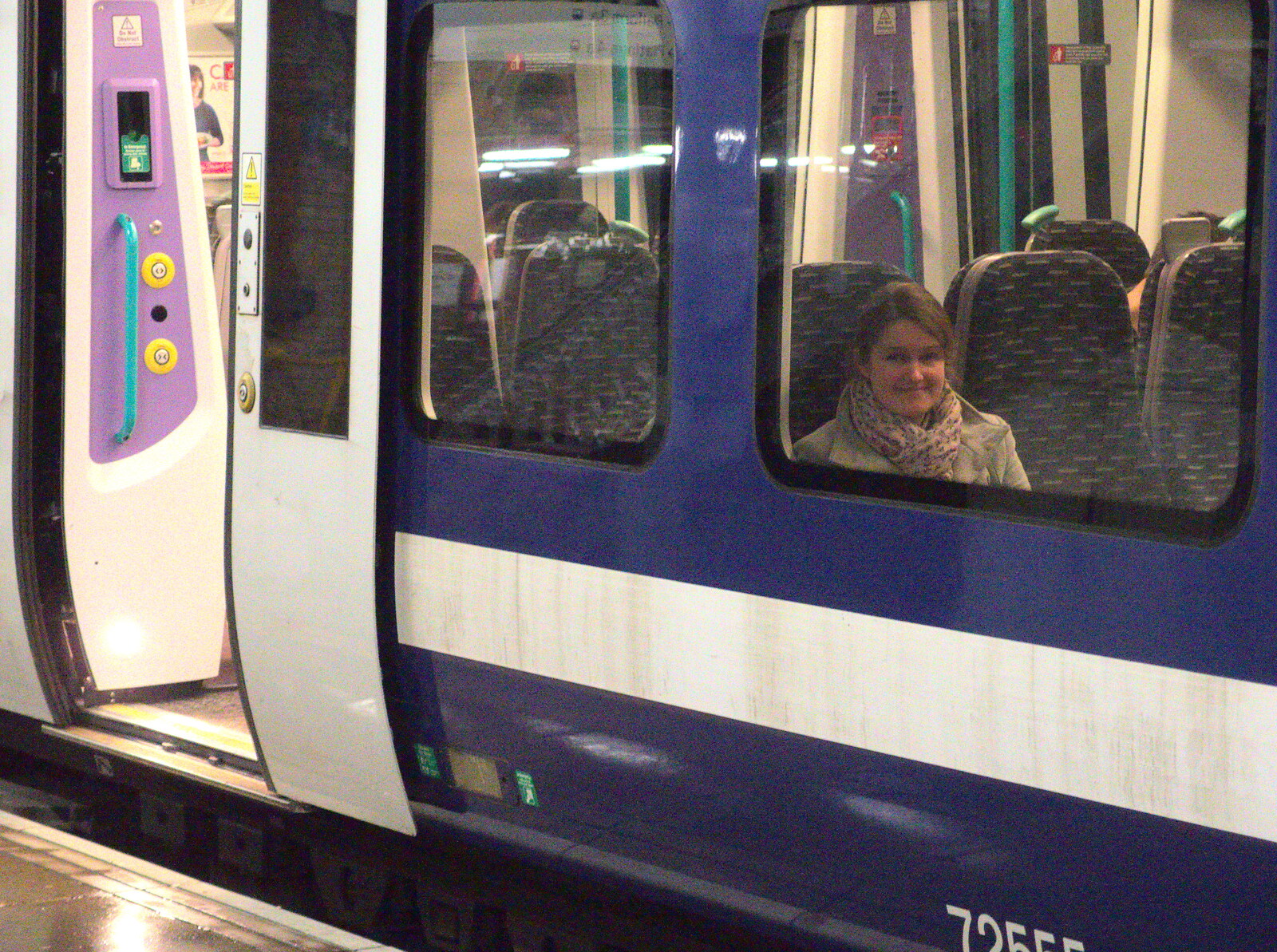 Isobel waits on the commuter train from Isobel Goes to Lyon, Ipswich Station, Burrell Road - 24th January 2016