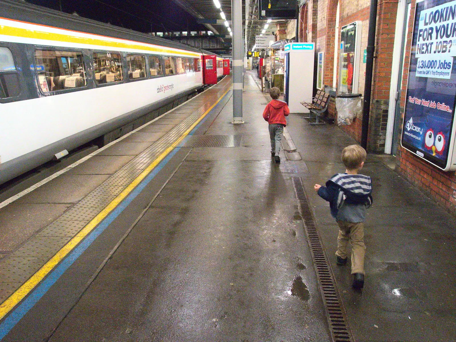 The boys on Platform 1, from Isobel Goes to Lyon, Ipswich Station, Burrell Road - 24th January 2016