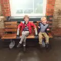 Fred and Harry sit down and pose, Isobel Goes to Lyon, Ipswich Station, Burrell Road - 24th January 2016