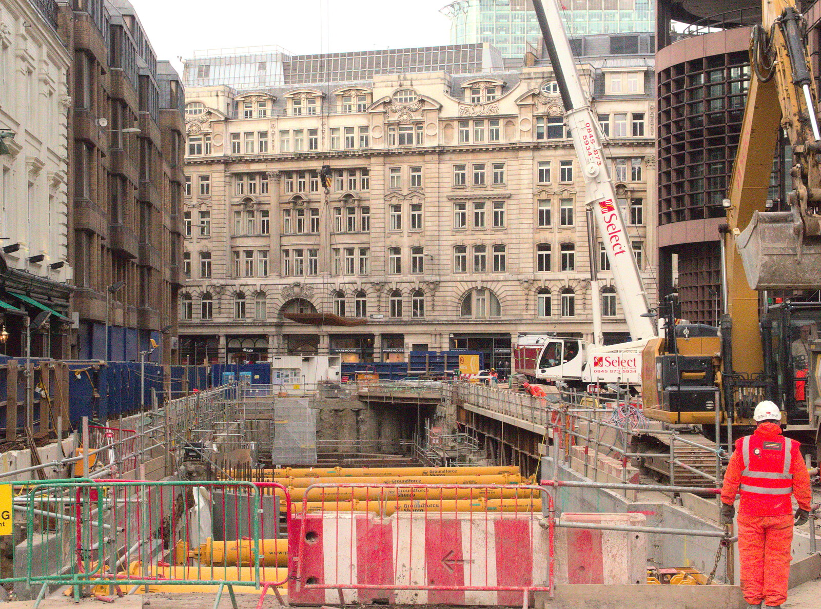The Crossrail dig outside Liverpool Street from Isobel Goes to Lyon, Ipswich Station, Burrell Road - 24th January 2016