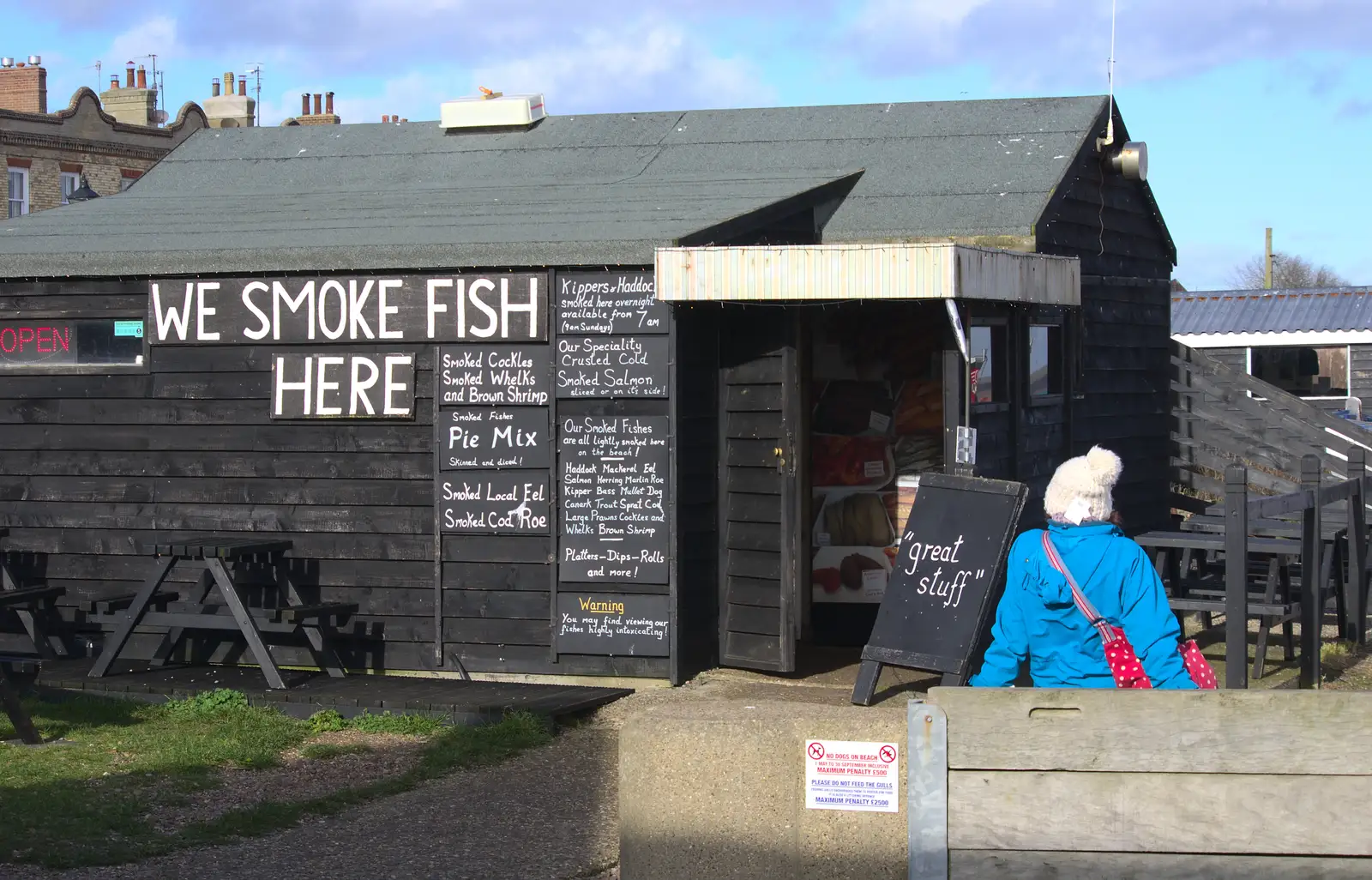 Isobel hangs around outside a fish hut, from A Trip to Aldeburgh, Suffolk - 7th February 2016