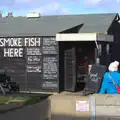 Isobel hangs around outside a fish hut, A Trip to Aldeburgh, Suffolk - 7th February 2016