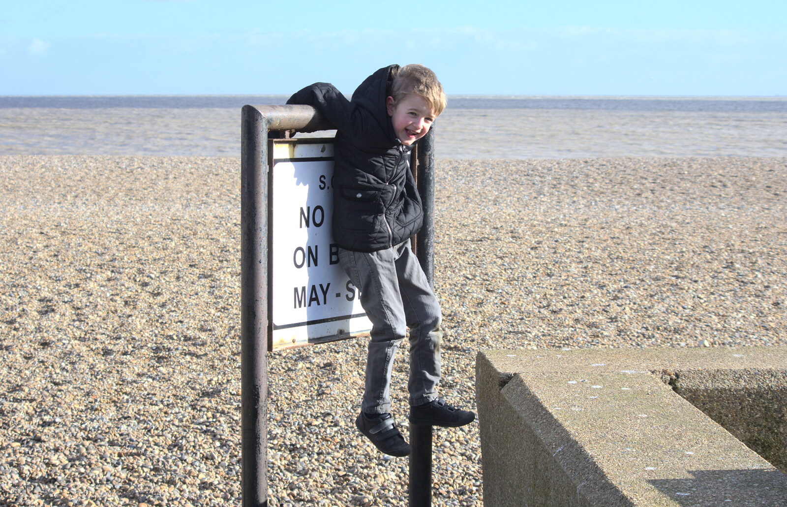 Fred literally hangs around from A Trip to Aldeburgh, Suffolk - 7th February 2016