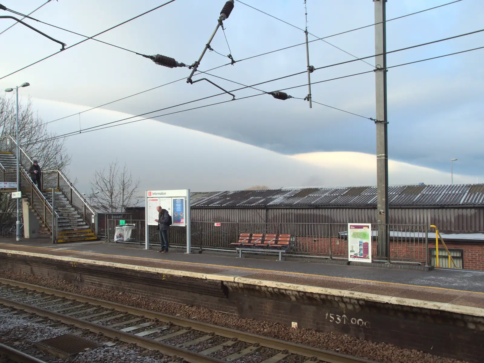 A weird cloud front moves over Diss Station, from February Cactus Randomness, London and Brome, Suffolk - 14th February 2016