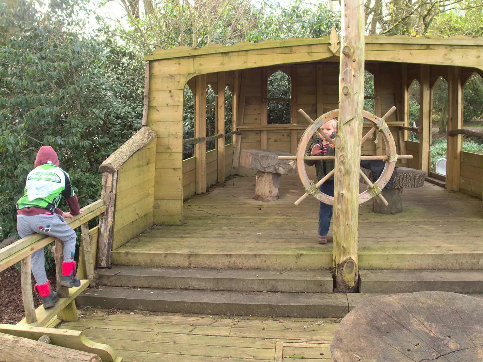 The boys on the Oaksmere pirate ship, from February Cactus Randomness, London and Brome, Suffolk - 14th February 2016