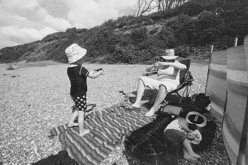 Fred, Isobel and a sleeping Baby Harry from Days on the Beach: Dunwich and Aldeburgh, Suffolk - 15th February 2016