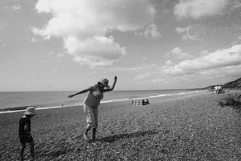 Isobel waves her arms around on the beach at Dunwich from Days on the Beach: Dunwich and Aldeburgh, Suffolk - 15th February 2016