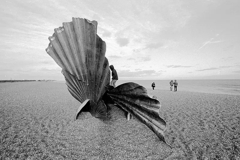 Fred climbs around on the shell, from Days on the Beach: Dunwich and Aldeburgh, Suffolk - 15th February 2016