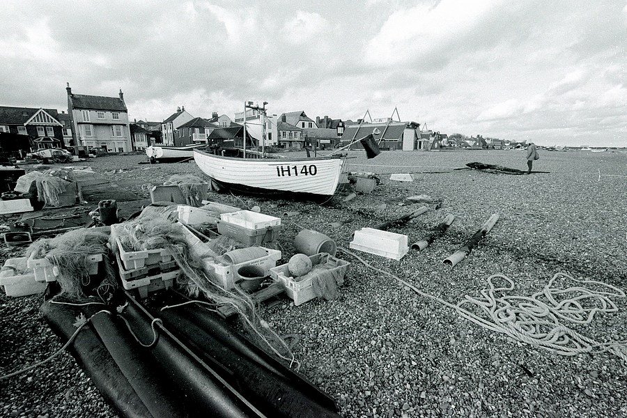 Fishing detritus and a boat on the beach from Days on the Beach: Dunwich and Aldeburgh, Suffolk - 15th February 2016