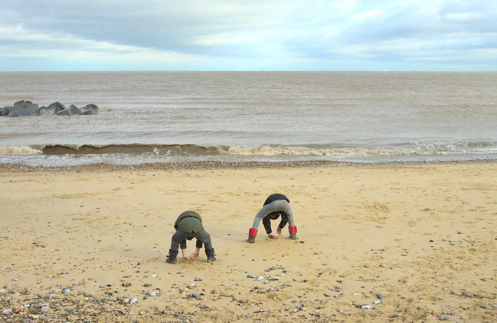 More dog-like digging, from The Seals of Horsey Gap, Norfolk - 21st February 2016