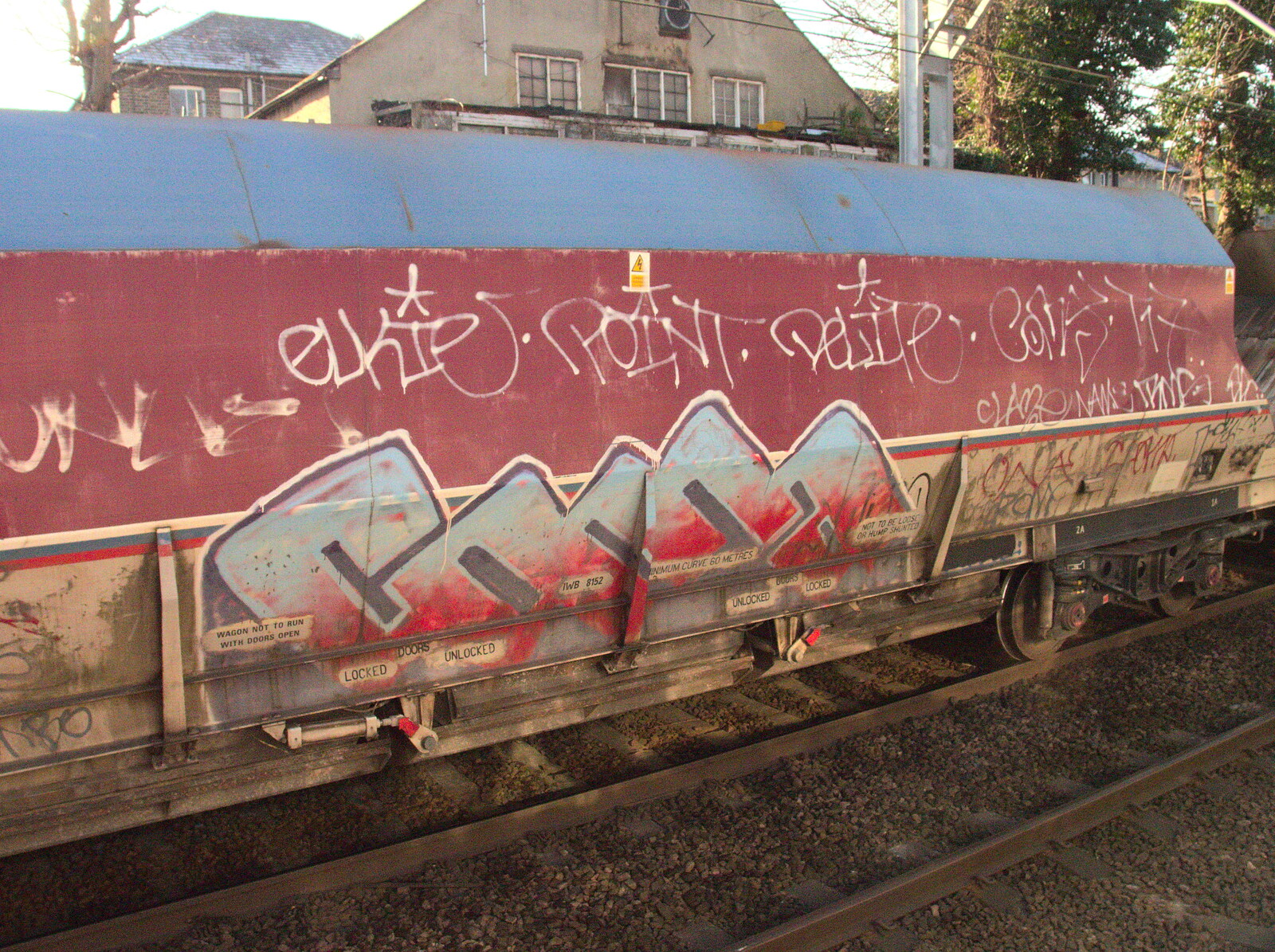 More graffiti tags on railway rolling stock from A SwiftKey Power Cut, Southwark Bridge Road, London - 4th March 2016