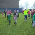 Warming-up exercises on the playing field, Isobel's Hartismere Run, Castleton Way, Eye, Suffolk - 16th March 2016