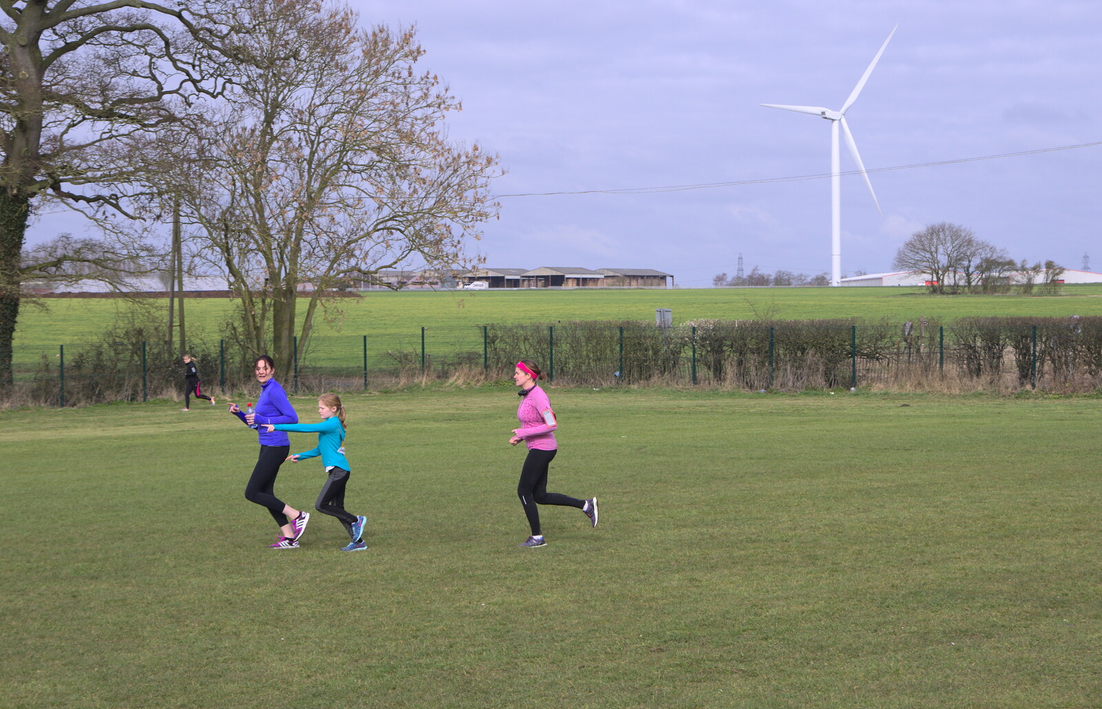 Running around the field from Isobel's Hartismere Run, Castleton Way, Eye, Suffolk - 16th March 2016