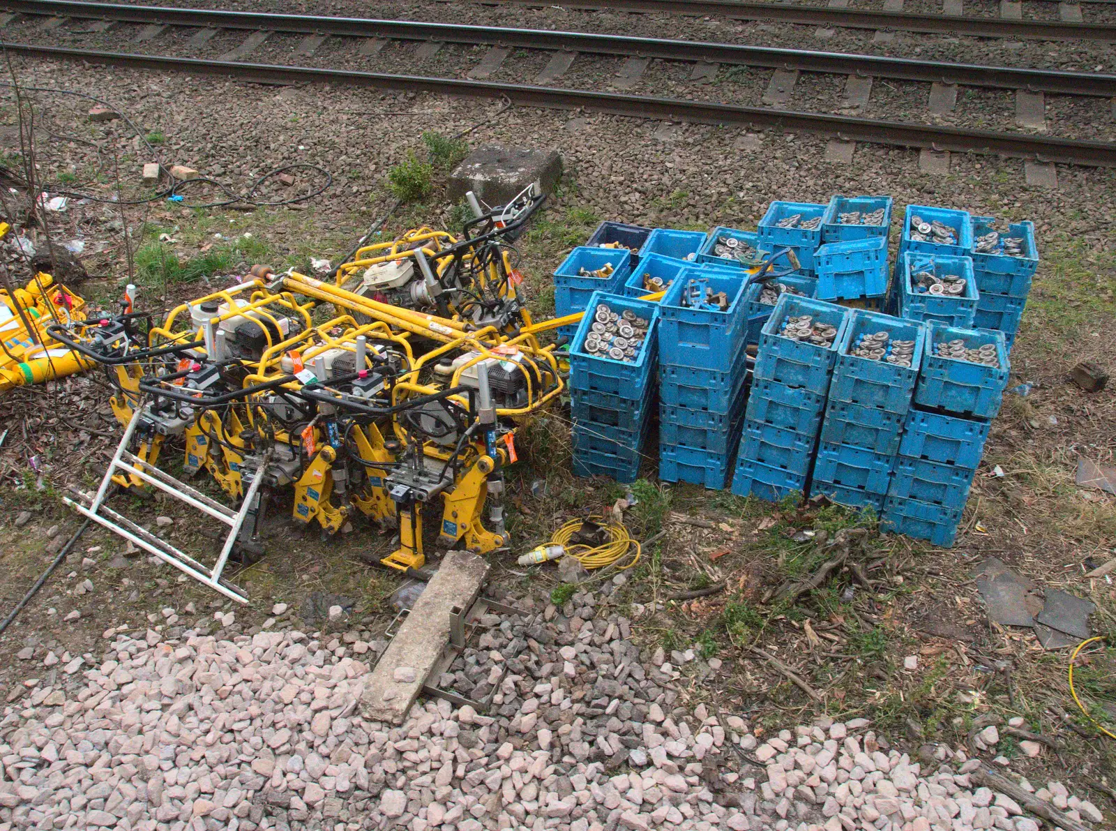 A random pile of stuff by the railway line, from Another Trip to Banham Zoo, Banham, Norfolk - 25th March 2016