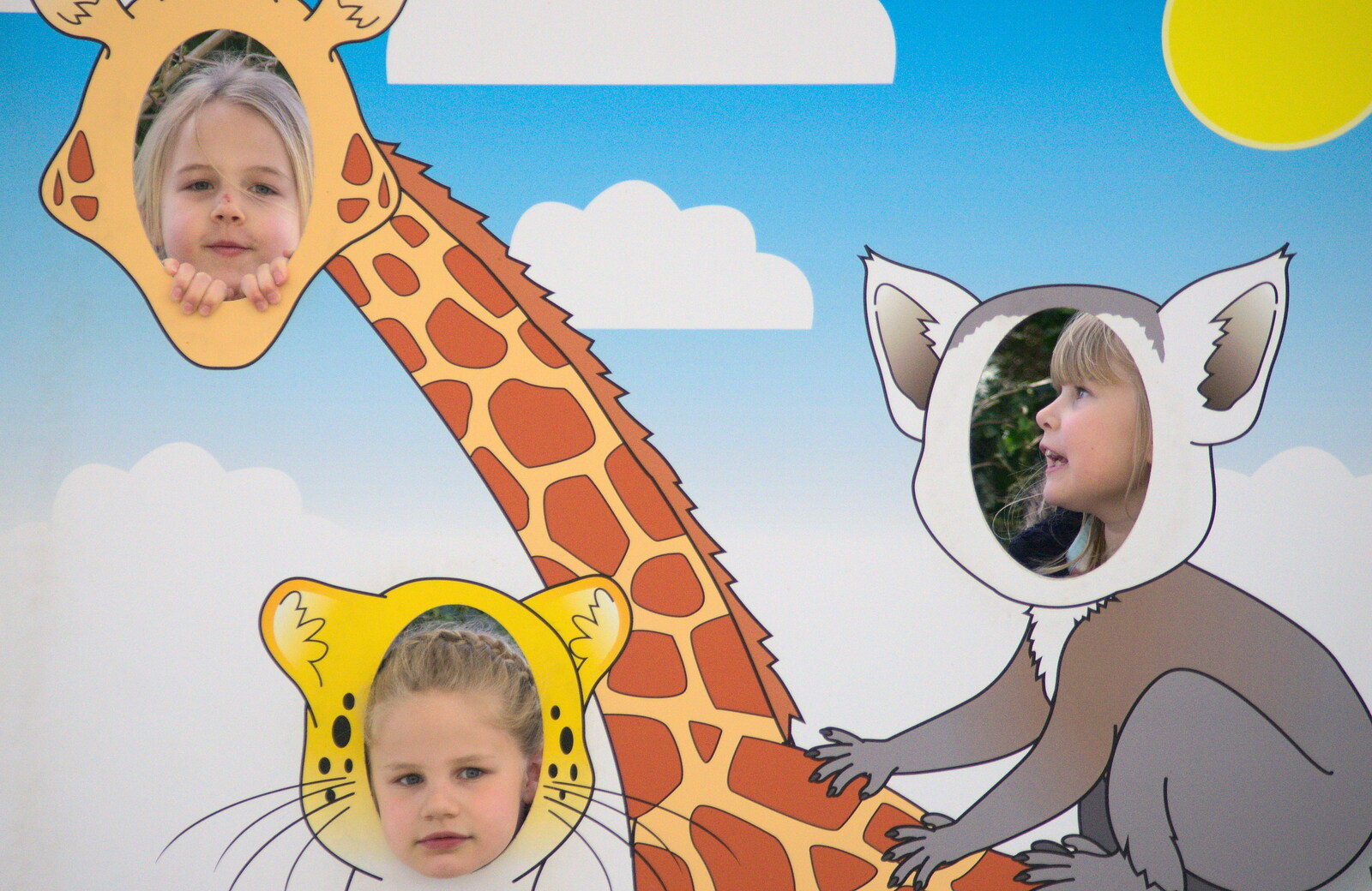 Alice, Anna and Grace on the cut-outs from Another Trip to Banham Zoo, Banham, Norfolk - 25th March 2016