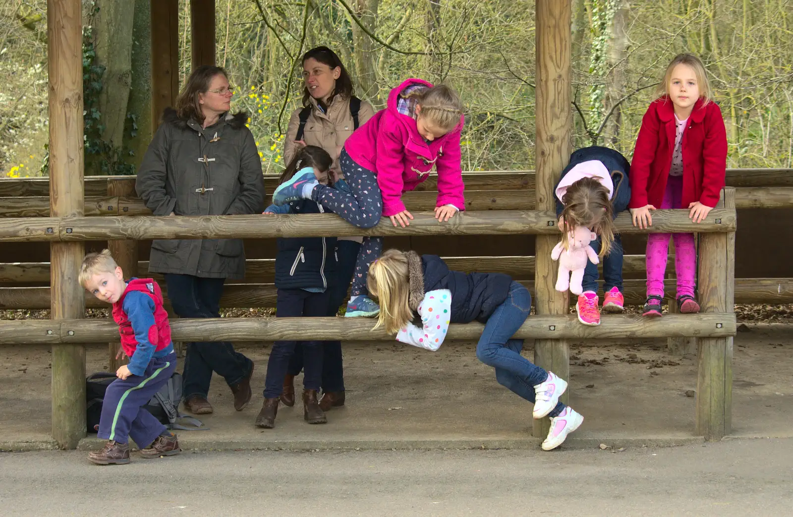 Hanging around the land-train station, from Another Trip to Banham Zoo, Banham, Norfolk - 25th March 2016