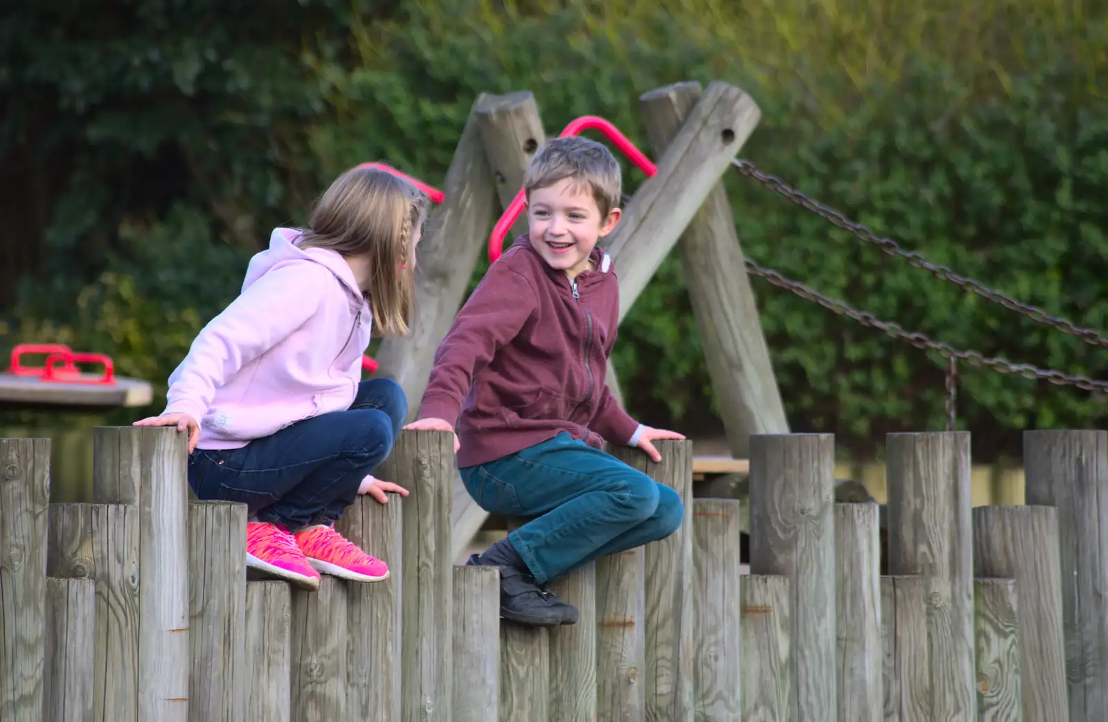 Sophie and Fred hang out, from Another Trip to Banham Zoo, Banham, Norfolk - 25th March 2016