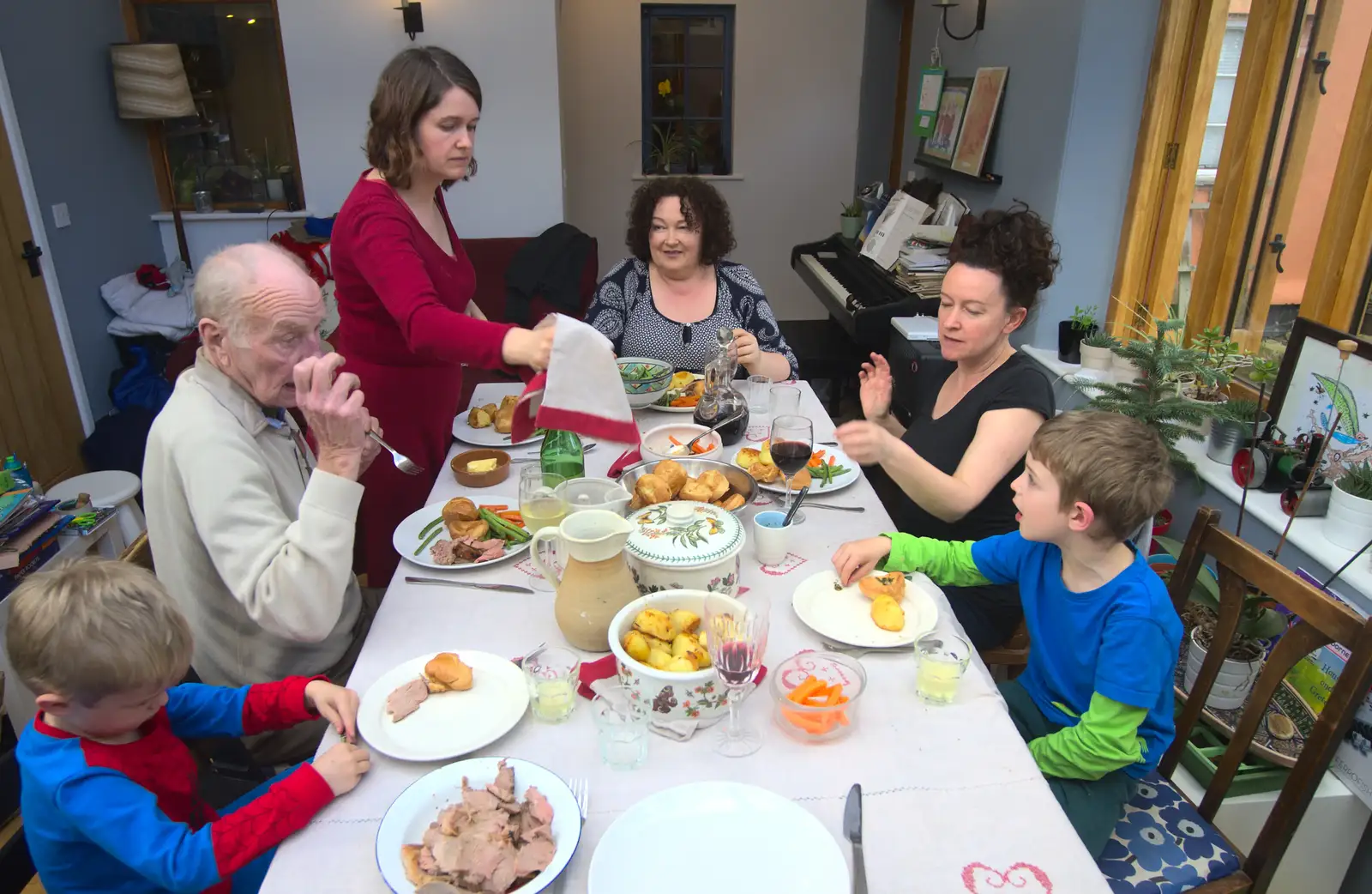 Grandad comes round for Sunday lunch, from Harry's Birthday, Brome, Suffolk - 28th March 2016