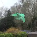 Storm Katie traps a plastic greenhouse in the wires, Harry's Birthday, Brome, Suffolk - 28th March 2016