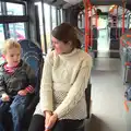 Harry and Isobel on the bendy bus to Stansted, A Trip to Albufeira: The Hotel Paraiso, Portugal - 3rd April 2016