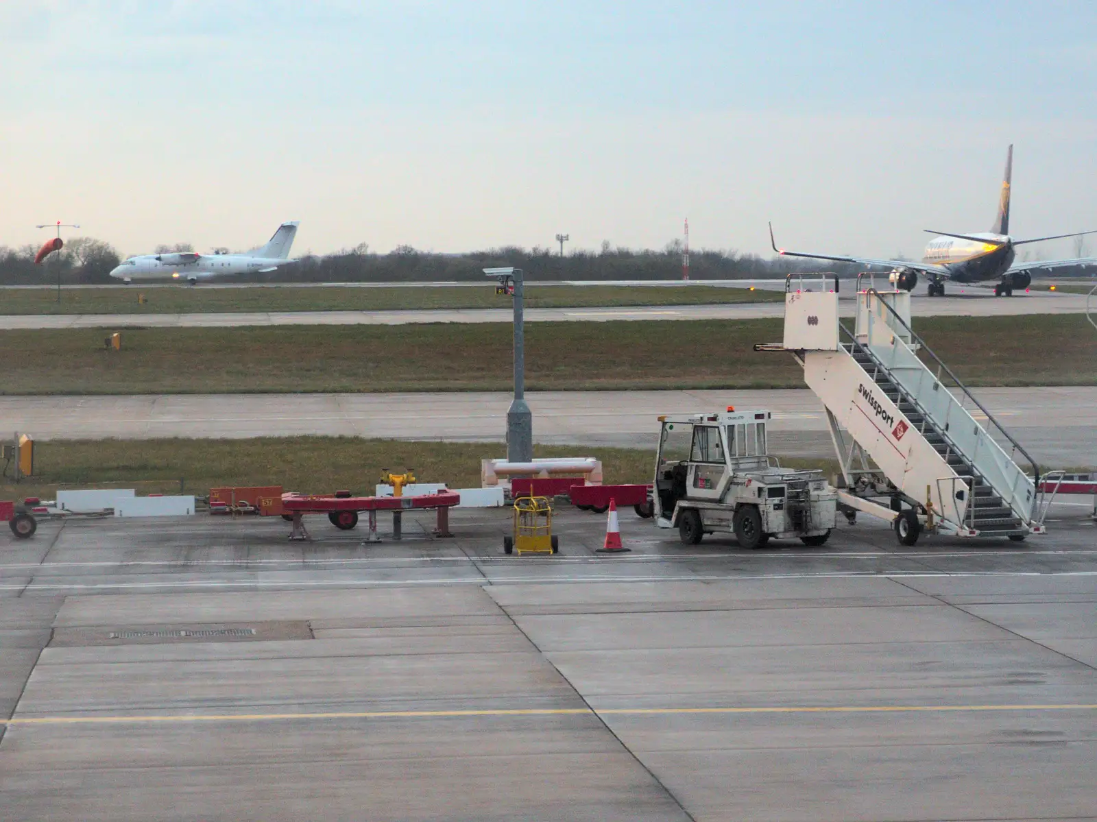 Stray aircraft steps on the apron, from A Trip to Albufeira: The Hotel Paraiso, Portugal - 3rd April 2016