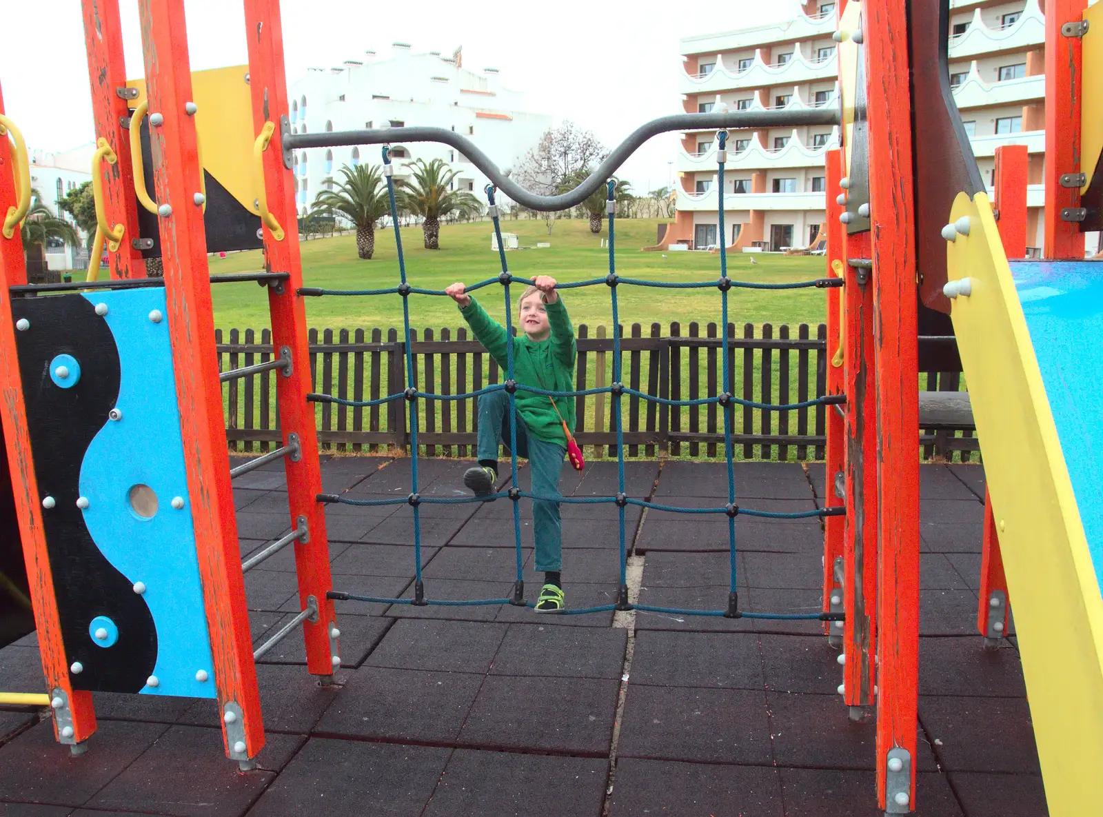 Fred on a climbing frame, from A Trip to Albufeira: The Hotel Paraiso, Portugal - 3rd April 2016