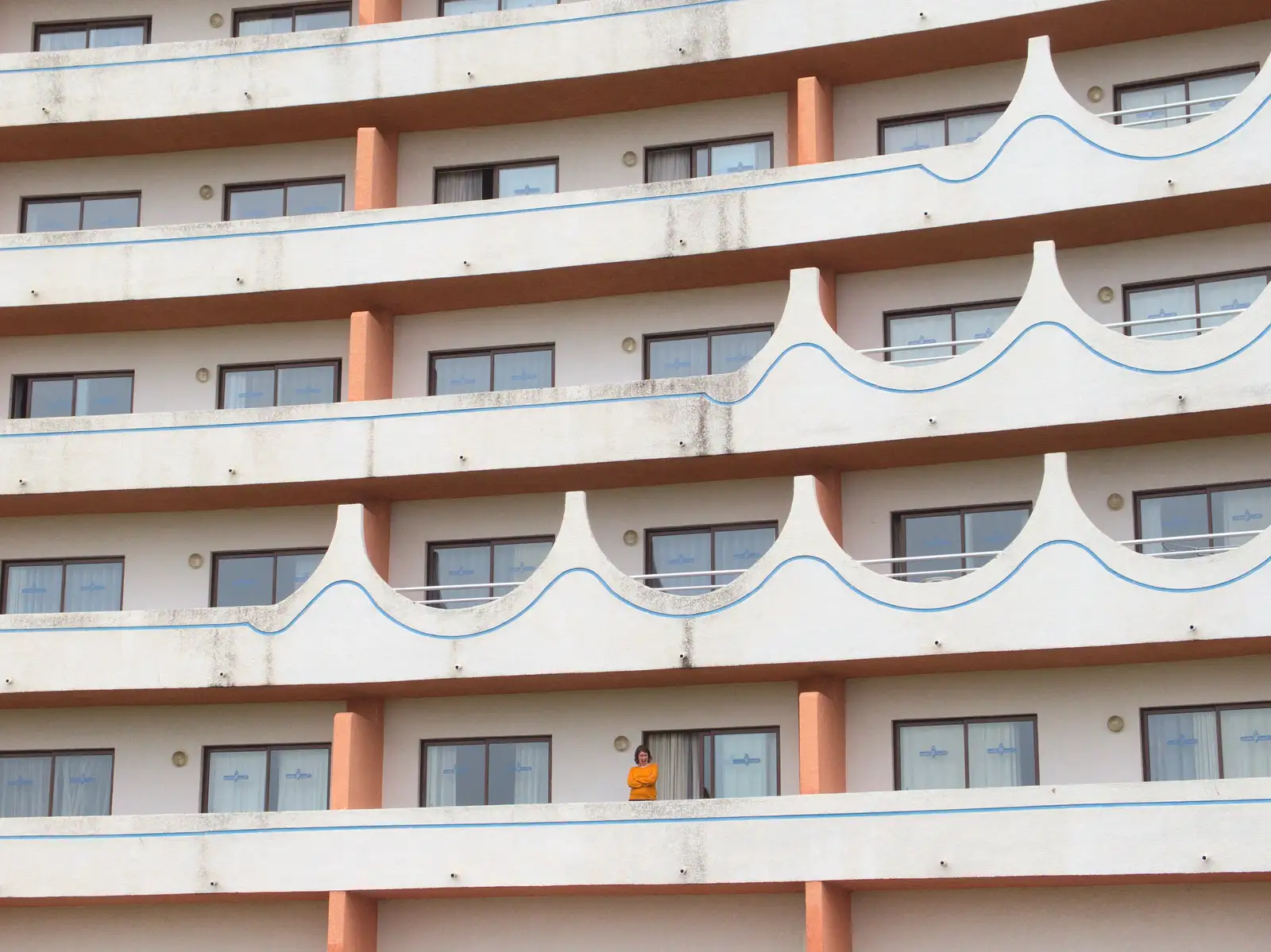 Isobel looks out from the balcony, from A Trip to Albufeira: The Hotel Paraiso, Portugal - 3rd April 2016