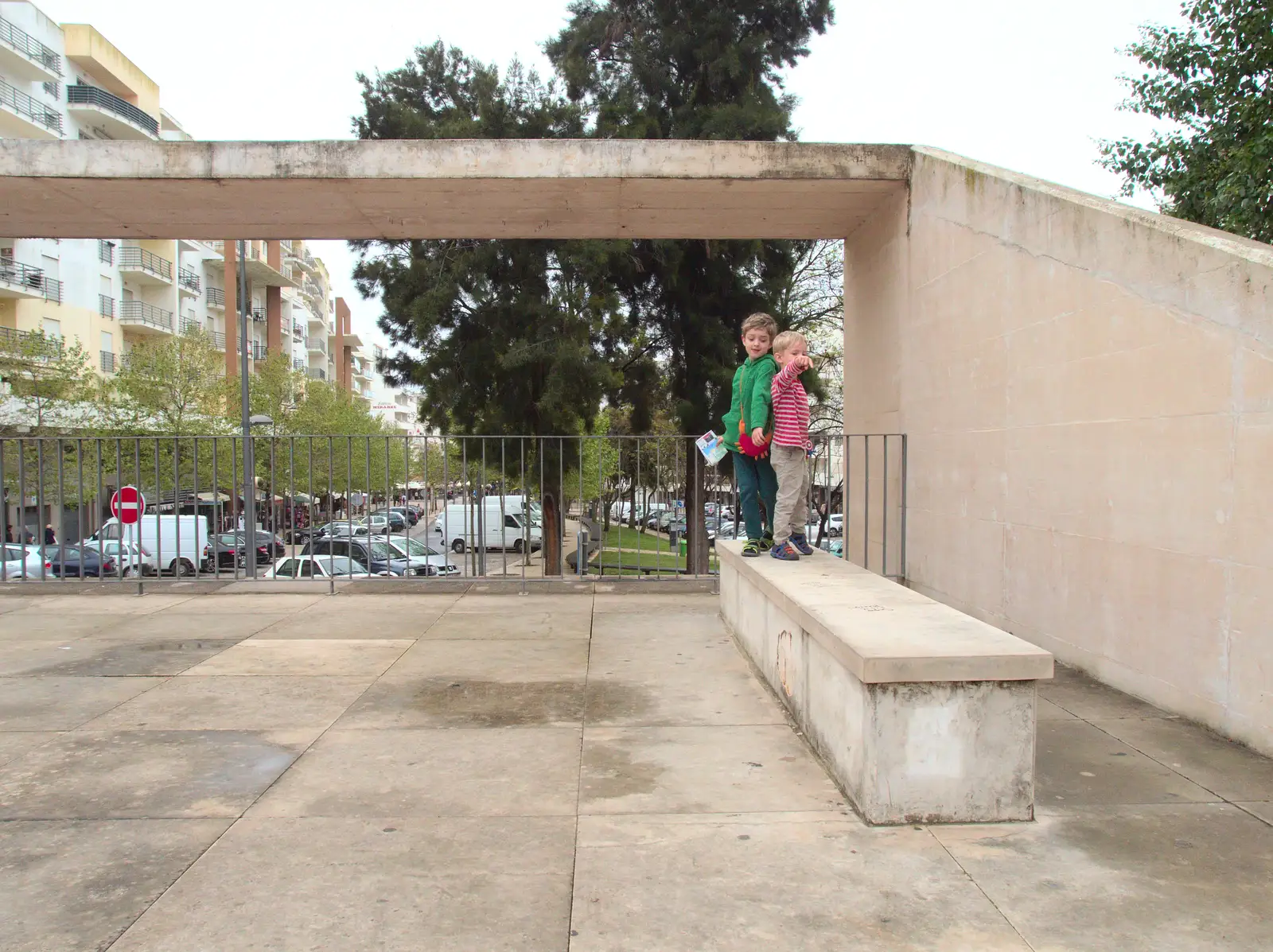 Boys on a wall, from A Trip to Albufeira: The Hotel Paraiso, Portugal - 3rd April 2016