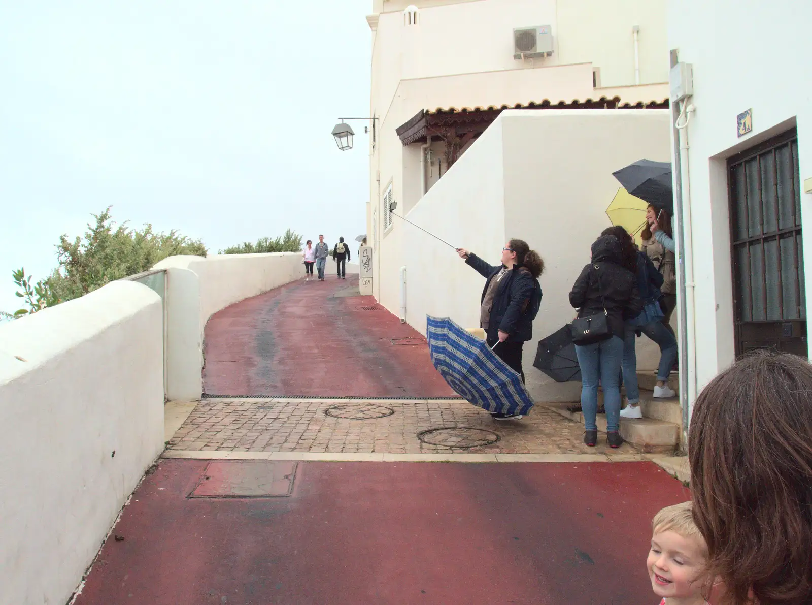 A selfie with umbrellas, from A Trip to Albufeira: The Hotel Paraiso, Portugal - 3rd April 2016