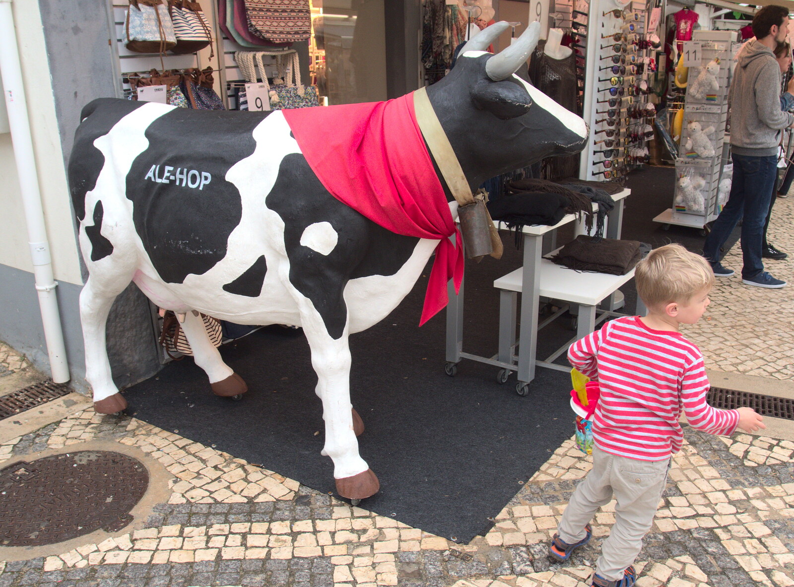 Harry by an Ale-Hop cow from A Trip to Albufeira: The Hotel Paraiso, Portugal - 3rd April 2016