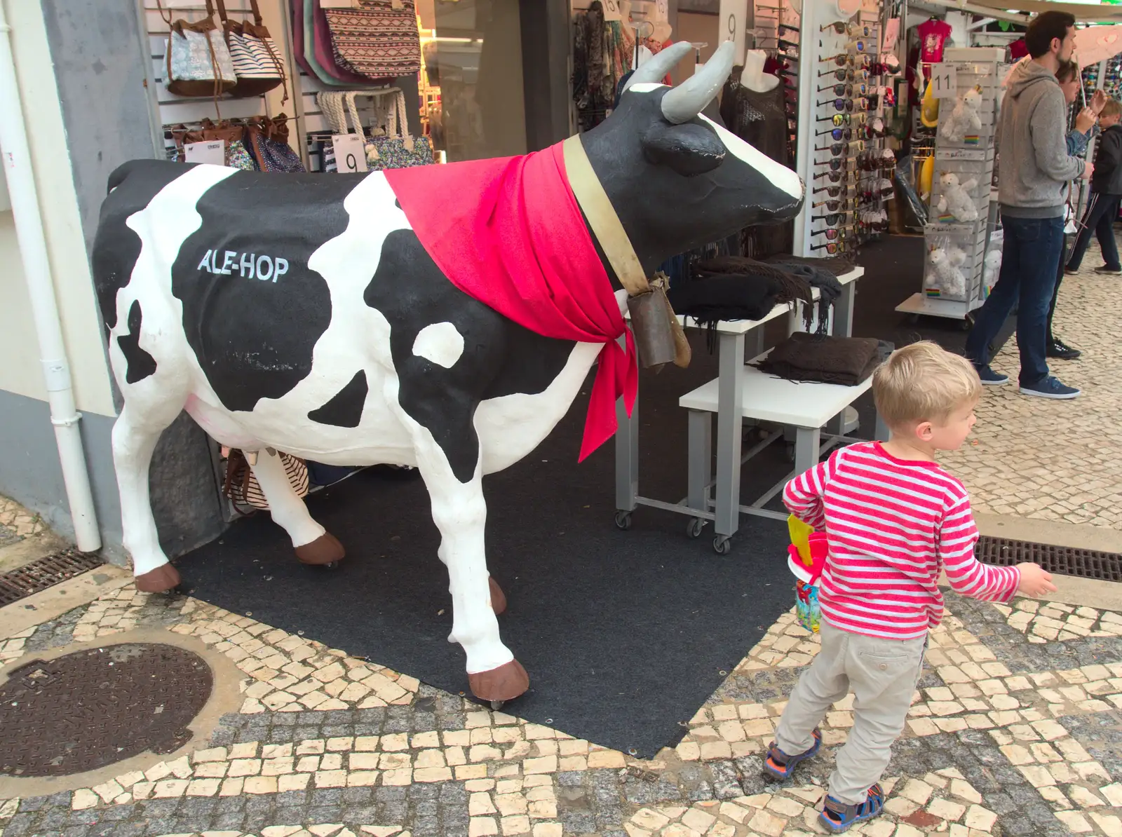 Harry by an Ale-Hop cow, from A Trip to Albufeira: The Hotel Paraiso, Portugal - 3rd April 2016