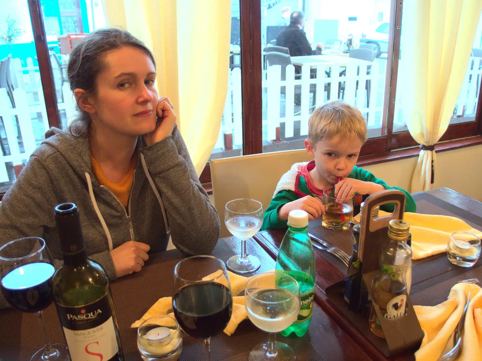 Isobel and Harry in the El Brigante restaurant, from A Trip to Albufeira: The Hotel Paraiso, Portugal - 3rd April 2016