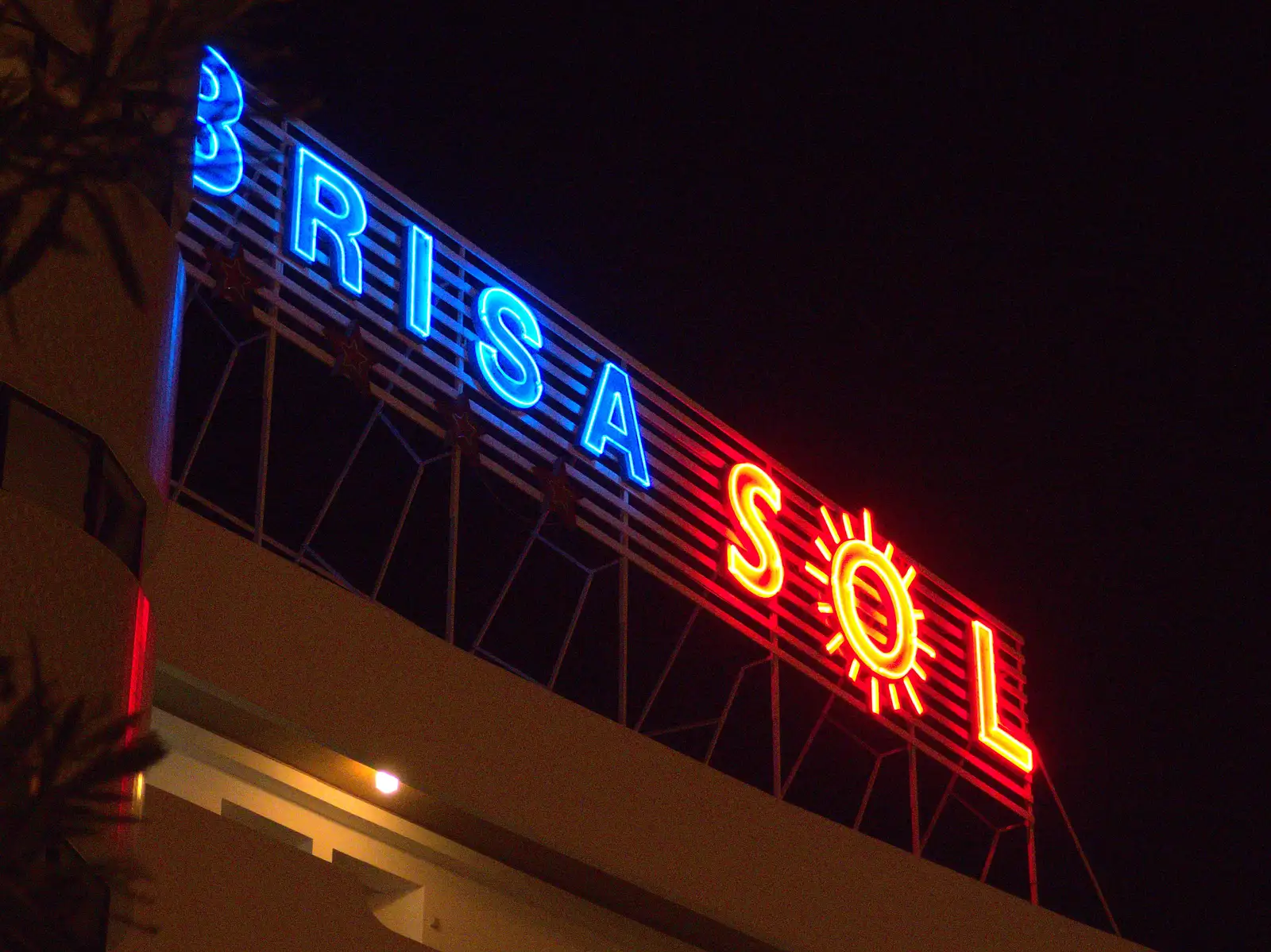 Neon sign from the next-door hotel - the Brisa Sol, from A Trip to Albufeira: The Hotel Paraiso, Portugal - 3rd April 2016