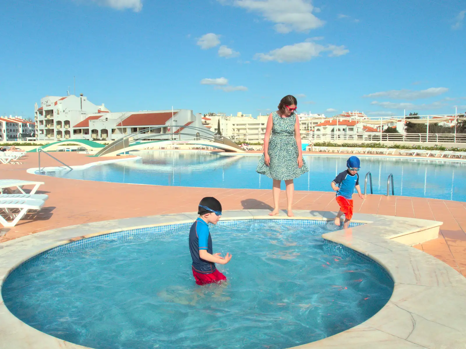 The boys in a mini pool, from A Trip to Albufeira: The Hotel Paraiso, Portugal - 3rd April 2016