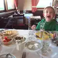 Fred seems excited by lemonade, A Trip to Albufeira: The Hotel Paraiso, Portugal - 3rd April 2016