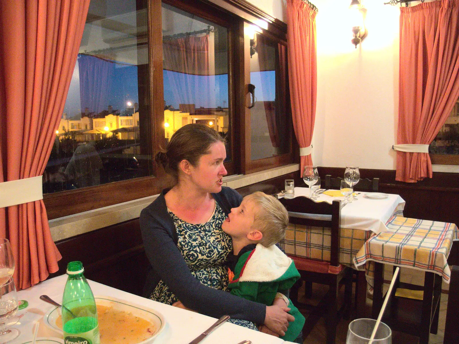 Isobel and Harry have a cuddle, from A Trip to Albufeira: The Hotel Paraiso, Portugal - 3rd April 2016